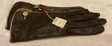 NWT Ladies Vintage Aris Driving Gloves Brown Leather Size 6 1/2 Excellent T