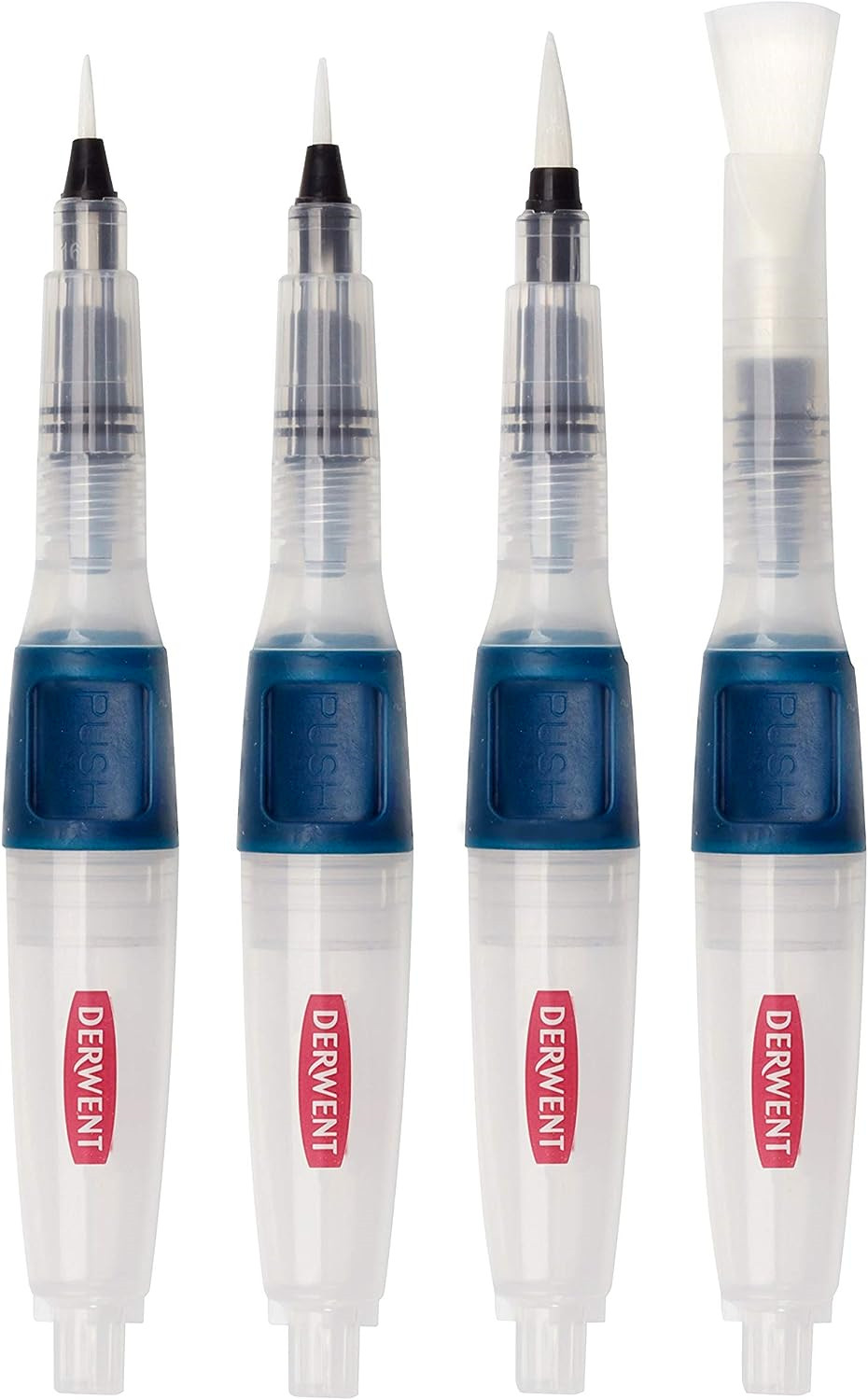 Derwent Push Button Waterbrush - Paint Brush - Pack of 4 Sizes (2305816)