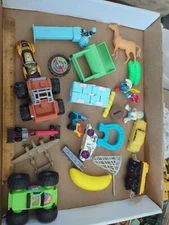 Random Mixed Lot Toy Car Truck Tonka Pez Car Horse Smurf Cabbage Patch Jaru Jugg