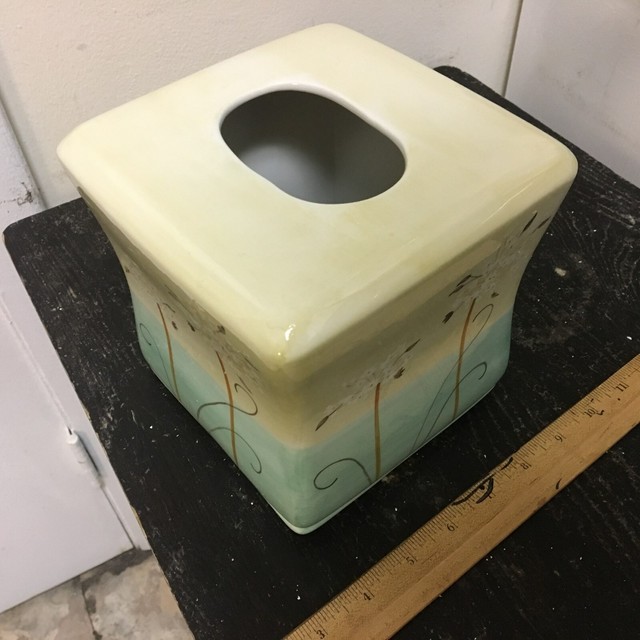 VOGUE TISSUE BOX GREEN CERAMIC TISSUE BOX COVER eBay