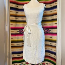 50s 60s Vintage Carol Brent Montgomery Ward White Wiggle Dress