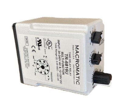 TR-6816U MACROMATIC 8 PIN MULTIFUNCTION TIME DELAY RELAY, 24-240VAC / 12-125VDC