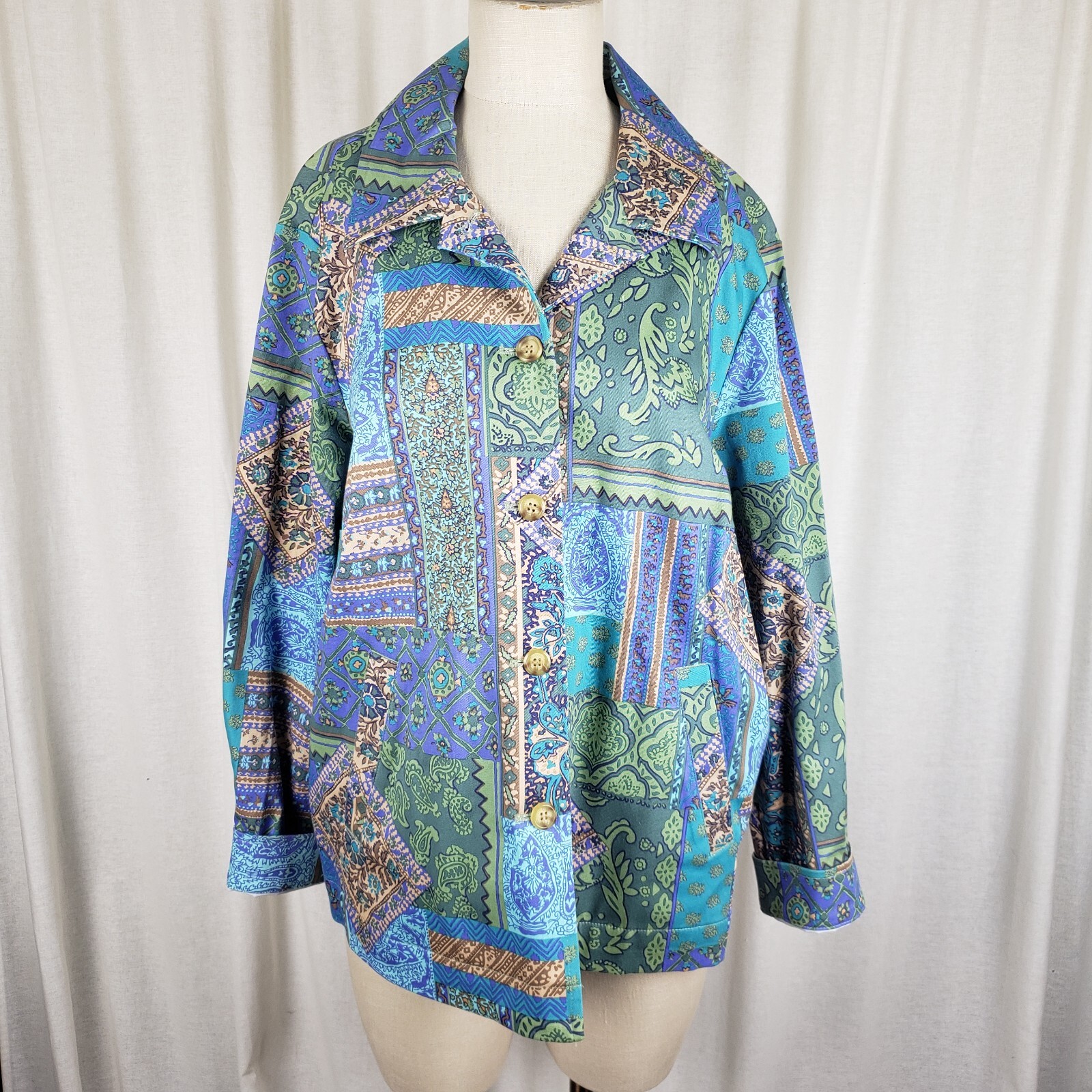 Appleseeds Abstract Patchwork Paisley Blazer Jack… - image 1