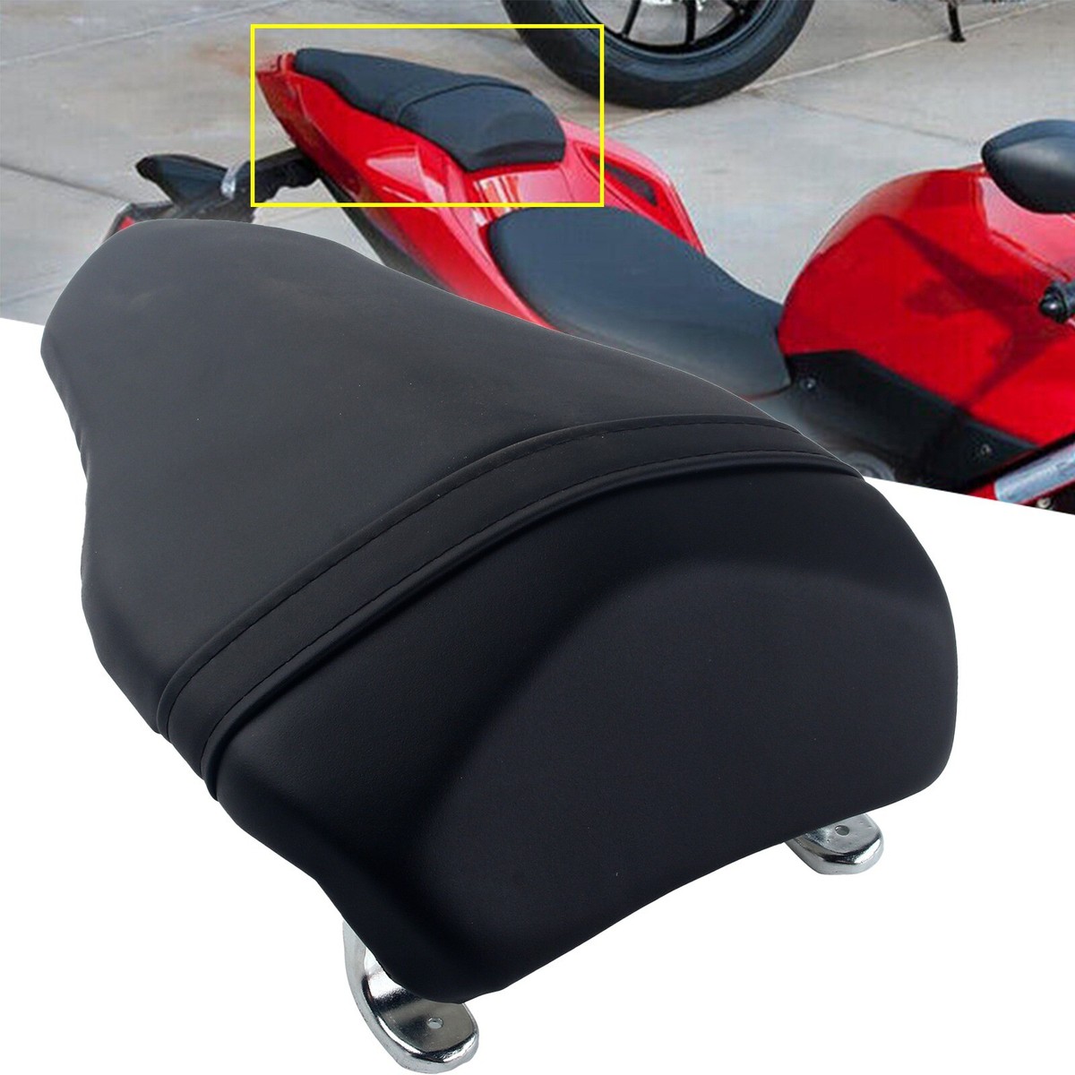 Black Rear Seat Passenger Saddle Artificial Leather For DUCATI 848