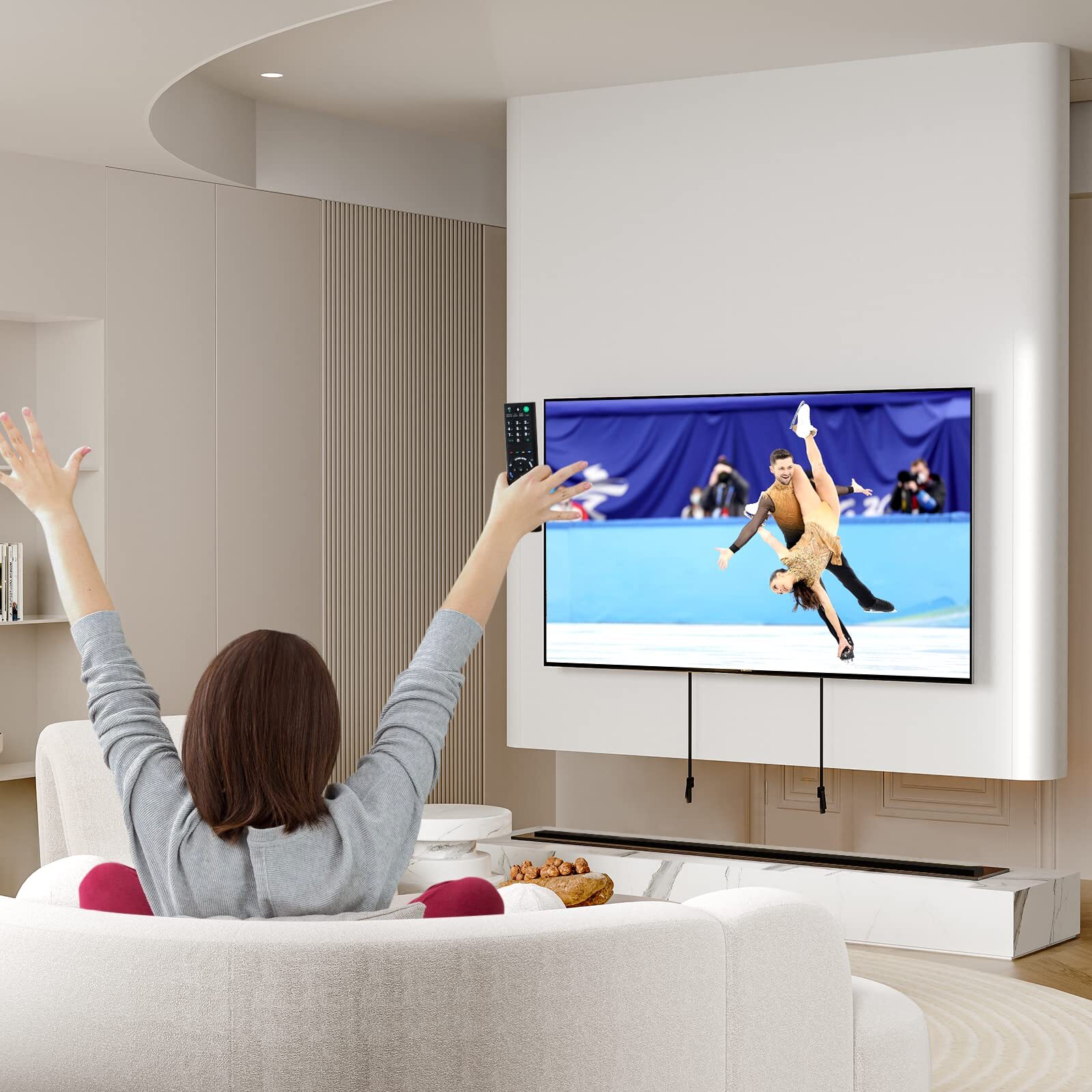 HOME VISION TV Wall Mount Fixed for Most 26"-55" Flat/Curved TVs with Max VESA