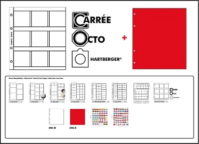 Carat Coin Sheets K9R 9x 50mm Red ZWL For Octo Carree Coin Capsules - 10 x Pack