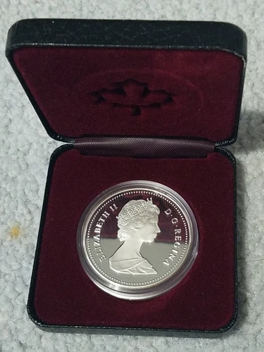 1886-1986 Proof RCM Canadian .500 Silver Dollar Coin, Vancouver/Queen Elizabeth