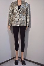 Vtg Oliver Italian Made Jacket Blazer Metallic Colorful Bird Brocade Women Sz M