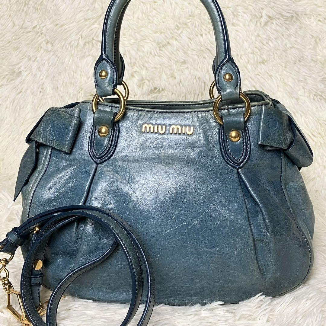 miumiu 2way side ribbon bag light blue | eBay