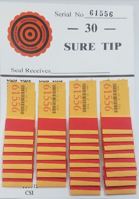 Twelve  #30 Sure Tip Boards (01-30)  Pull Tabs/Jar Tickets Free Shipping USA
