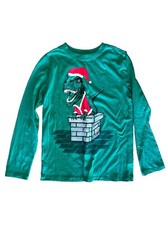 Boys Youth Cat And Jack size M 8/10 t rex christmas shirt Dino Santa Outfit