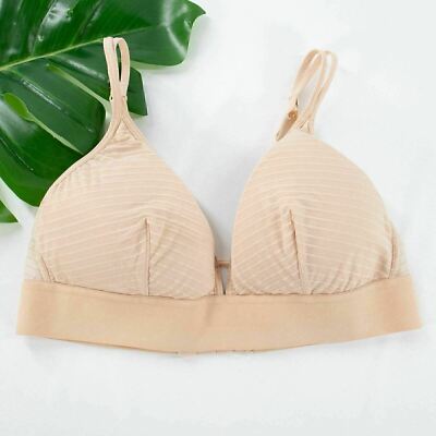 Lively Bra The Long Lined Plunge Size Large Padded Lace Wireless Wire Free EUC