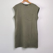 PRETTYGARDEN|ArmyGreen Textured T-Shirt Dress with Pockets sz Medium