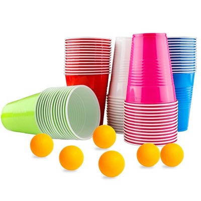 Plastic Cups, 70 Pieces 400ML Party Cups Gaming Pong Reusable Colorful Cups Set...