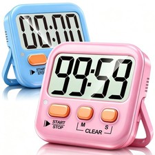 2 Pack Digital Timer for Kids Magnetic Countdown Kitchen Timers Battery Included