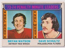 1974-75 O-pee-chee NHL #5 Penalty Min. Leaders - Bryan Watson Dave Schultz