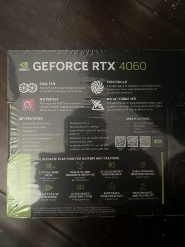 MSI Ventus Black GeForce RTX 4060 8GB OC Edition GDDR6 Video Graphics Card GPU- - Picture 3 of 3