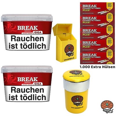 Break Original Volumentabak Giga Box 2x 185g, Plus Extra Hülsen, Autoascher, Box