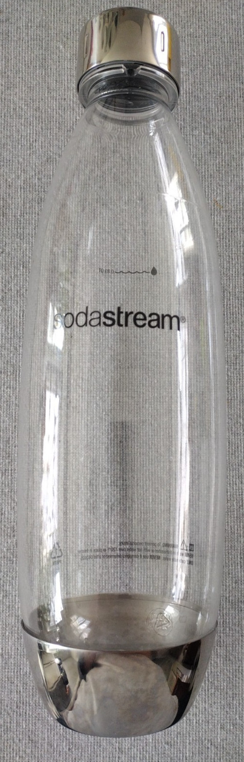 Soda Stream Bottle 1 Liter Slim Metal Replacement Silver Top