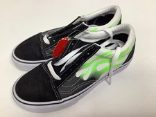 Vans Old Skool Low Top Neon Green Flames Shoes Men’s Size 5 Women Size 6.5 NWT