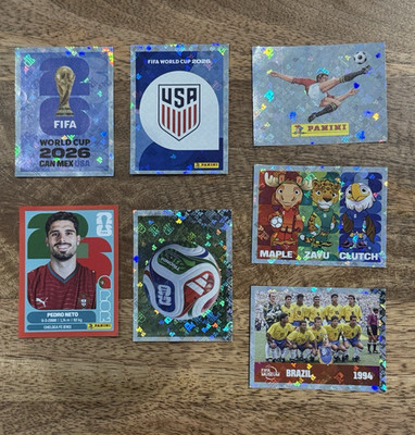 7 Special Panini FIFA World Cup 2026 Stickers - OO, USA,Ball, Pedro Neto, Masco