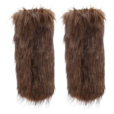 Viking Strap Leg Warmers Fluffy Fur Boot Covers Soft Faux Sleeves Halloween