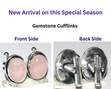 925 Silver Plated Rose Quartz Jewellery Cufflinks Handmade Size 20X15" AU H950