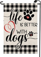 Pet Paw Welcome Garden Flag 12X18 Inch Double Sided Buffalo Is Better with Dogs