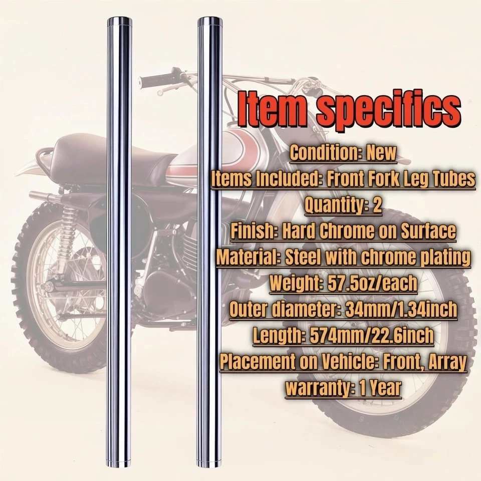 Tubos de horquilla interiores de suspensión delantera para Yamaha RT1B RT2 RT3 DT1E DT2 1970 1974 EE. UU. Foto 4 de 4