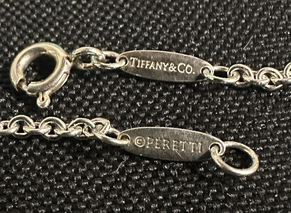 Collar Lariat de plata esterlina Tiffany&Co Elsa Peretti corazón perlas caja y bolsa Foto 4 de 4