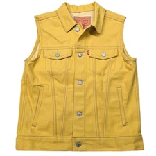 Levis Denim Trucker Vest Kids Size Large 12-13 Yellow Jean