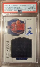 2021 National Treasures Zion Williamson Colossal Materials Auto /49 PSA 9/10