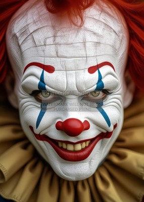 CREEPY CLOWN CLOSE-UP SMILING HORROR HALLOWEEN CIRCUS 5X7 PHOTO