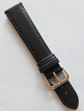 20mm / Long - Brown Genuine Leather Watch Band - Gold Buckle / Pins Included