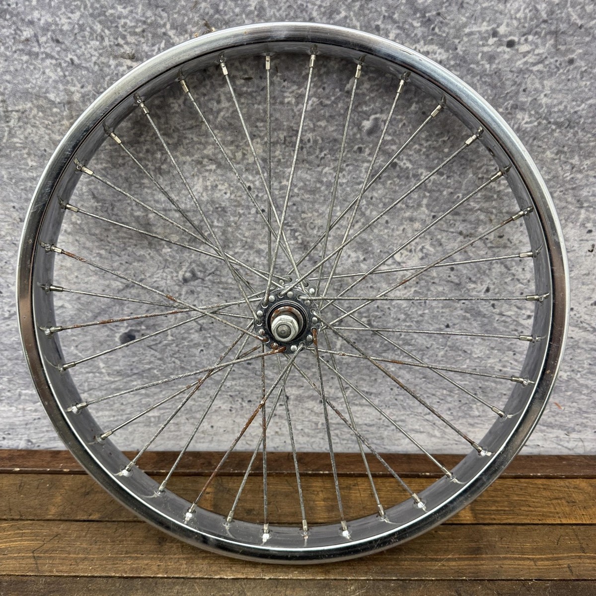 Vintage 20in BMX Front Wheel CMC Steel Rim 36 Hole Old School