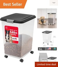 Airtight Dog Food Storage Container, Up to 54 lbs, Attachable Wheels, For Dog...