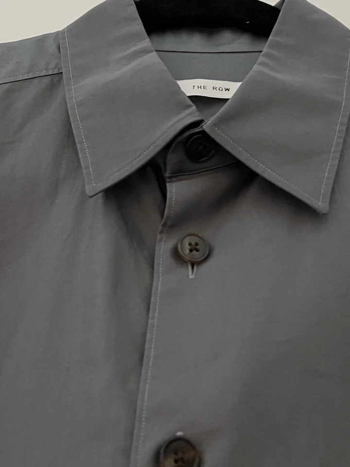 The Row Men’s Overshirt In Charcoal Cotton Made In France, Horn Buttons Size M - Image 2 of 4