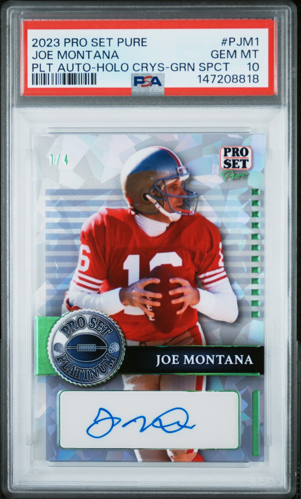 2023 LEAF PRO SET PURE PLATINUM AUTOS #PJM1 JOE MONTANA 1/4 PSA 10