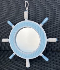 Ships Wheel Wall Mirror D 41cm Nautical Rope Maritime Bathroom Decor Gift Vgc