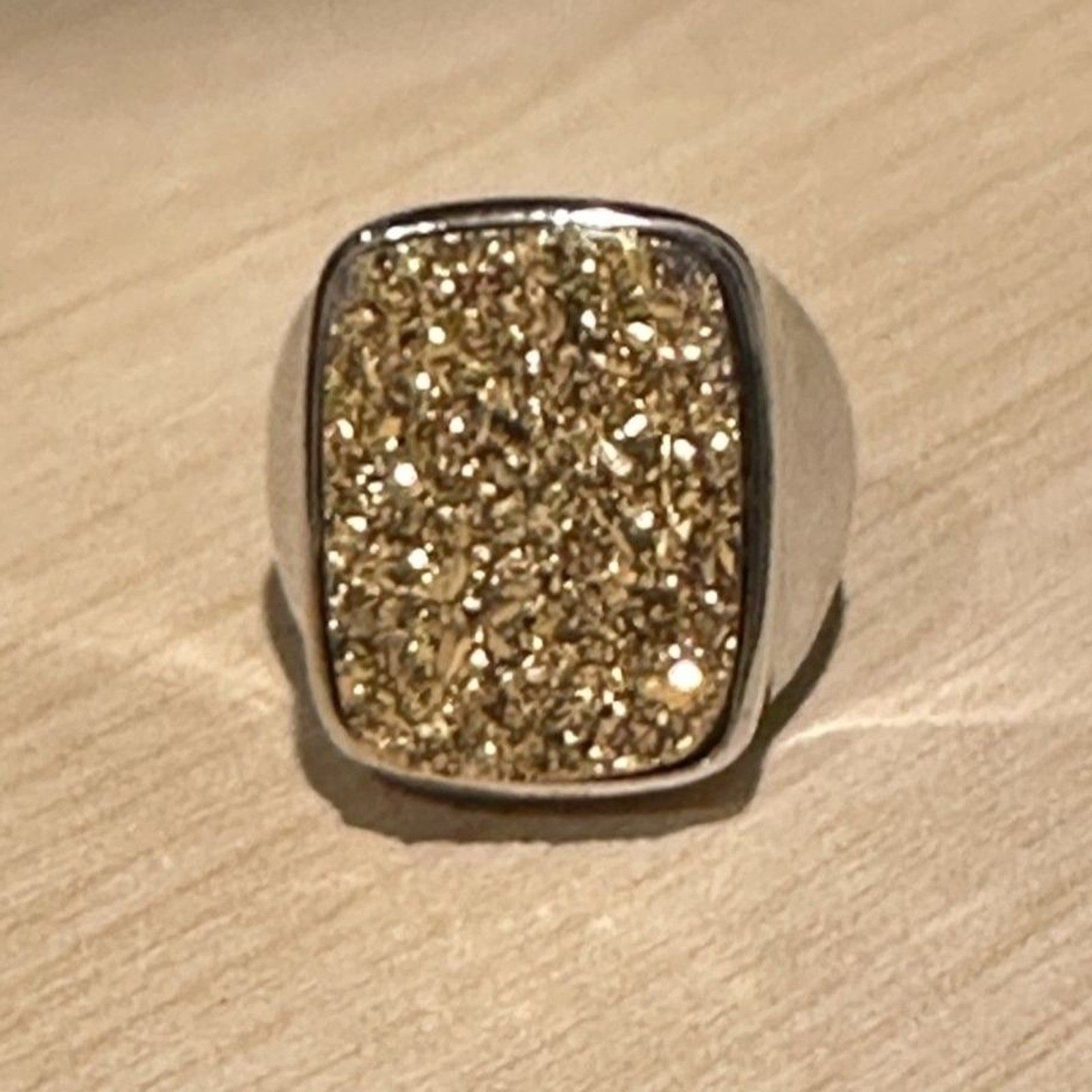 Modern Silver Tone Statement Ring with Sparkling … - image 3