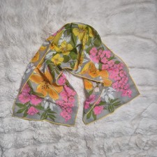 Vintage Scarf Retro Floral Print 60s 70s Lightweight Spring Summer Boho Bohemian