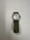 Vintage Timex Indiglo Field Watch Green Canvas Strap Men's Quartz Analog