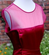 SPORTMAX £280 Bordeaux Satin Occasion Dress Size 10 BNWT Wedding Races Cruise