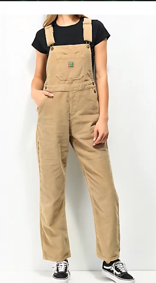 Mono con tirantes Empyre Suzie pana tostado pequeño 100 % algodón Y2K años 90 patinador Foto 3 de 4