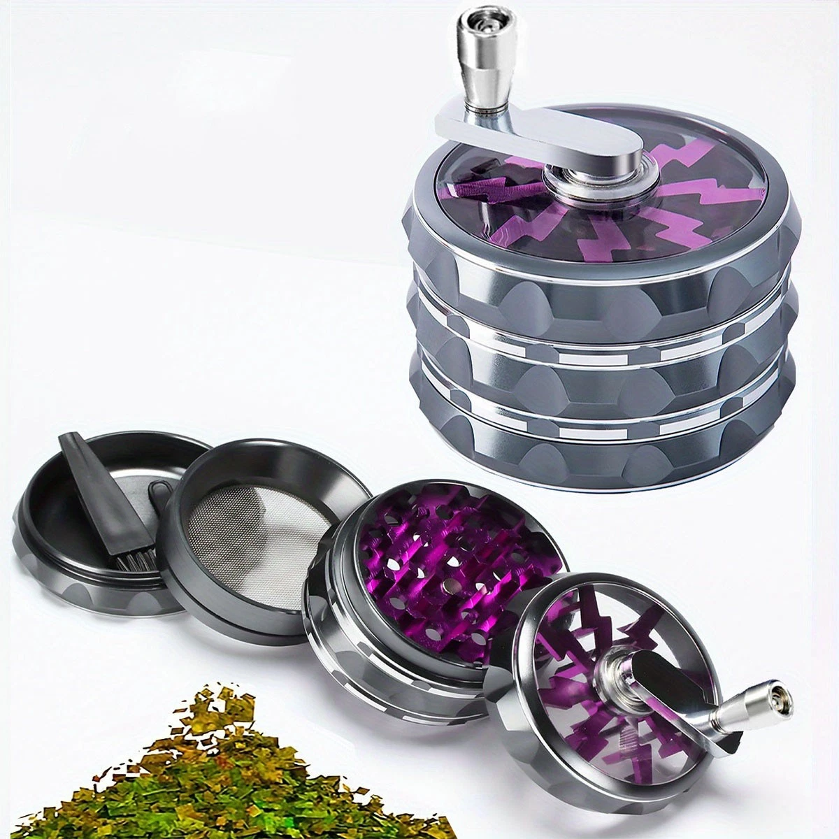 2.5" 4 Piece Spice Crusher Hand Crank Aluminum Grinder Kitchen Herb Crusher
Opens in a new window or