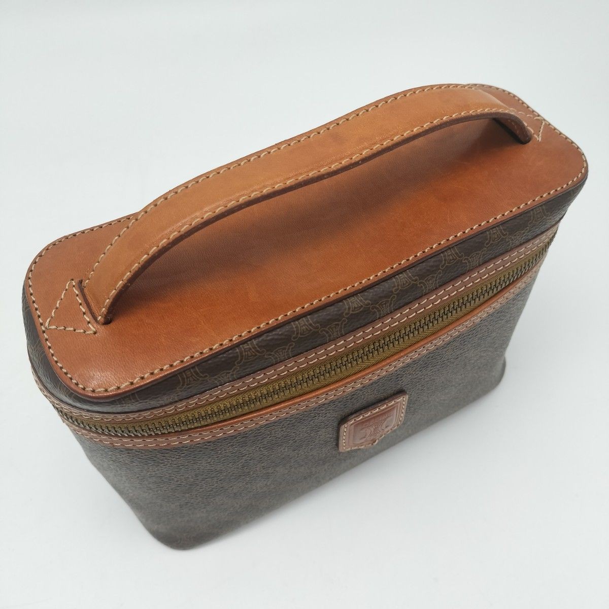 CELINE Macadam Pattern Leather Vanity Handbag Vin… - image 4