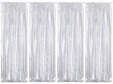 4 PCS Silver Sequin Backdrop Curtains 2x8 Ft Glitter Party Wedding Photography