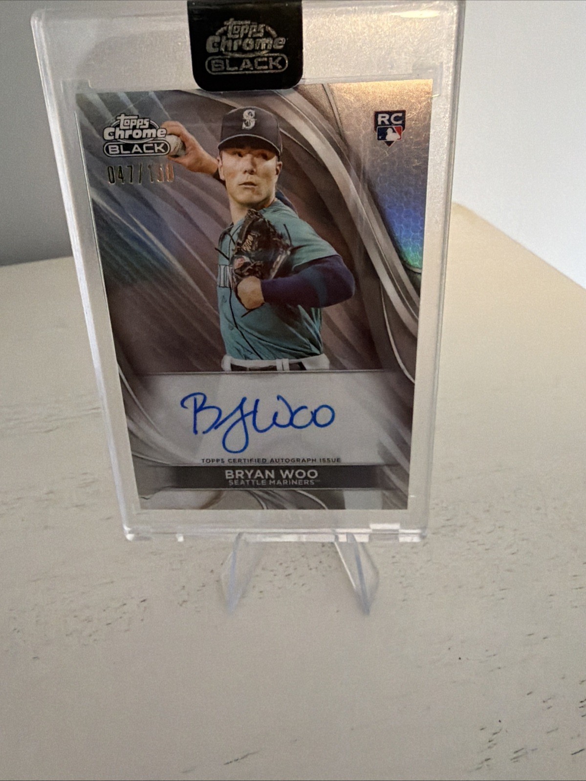 2024 Topps Chrome Black - Autographs Bryan Woo #CBA-BW Refractor /150 (AU, RC)