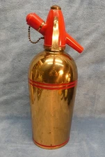 Vintage Sparklets Soda Syphon Brass Red Streamline Art Deco