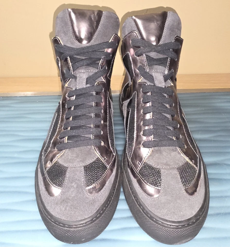 Мужские высокие кроссовки Valentino Garavani черные металлик сетка кожа размер 41 - Изображение 2 из 4